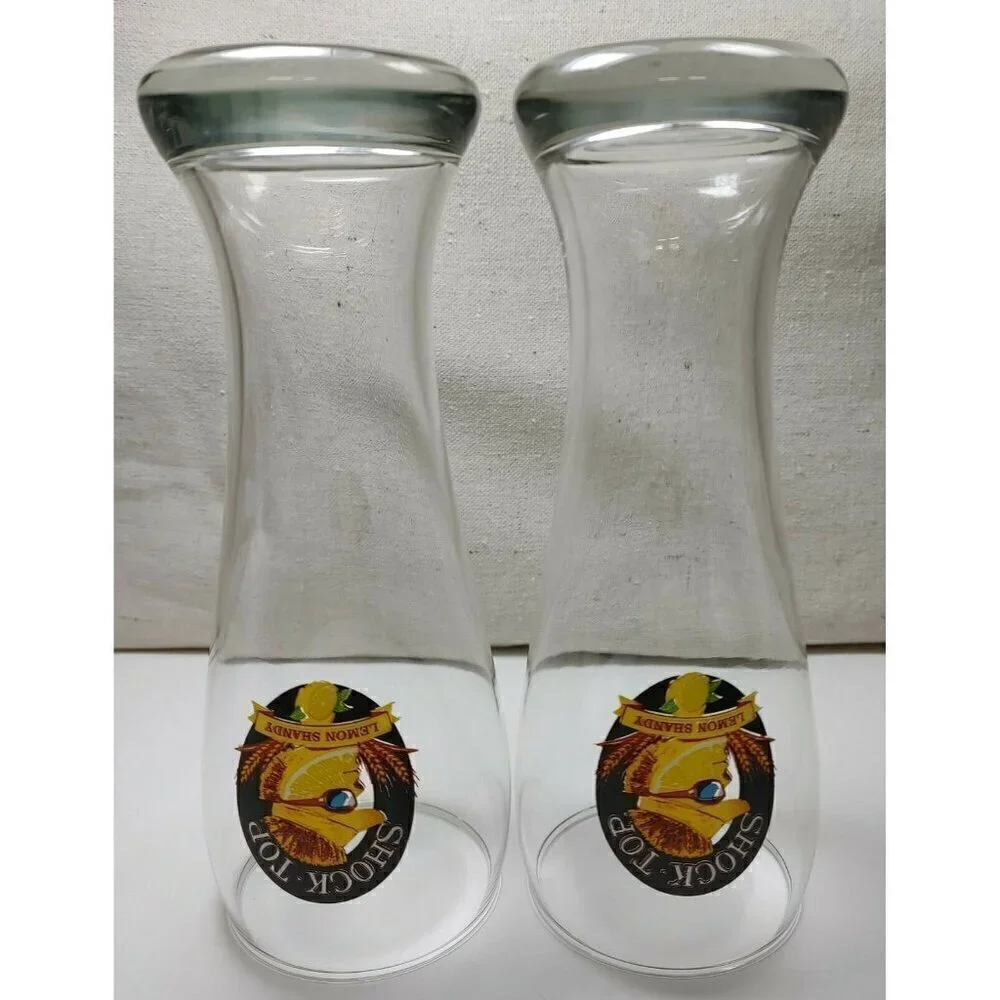 Vintage Shock Top Lemon Shandy Wheat Lemon Man Crystal Beer Glass 16 oz Pilsner